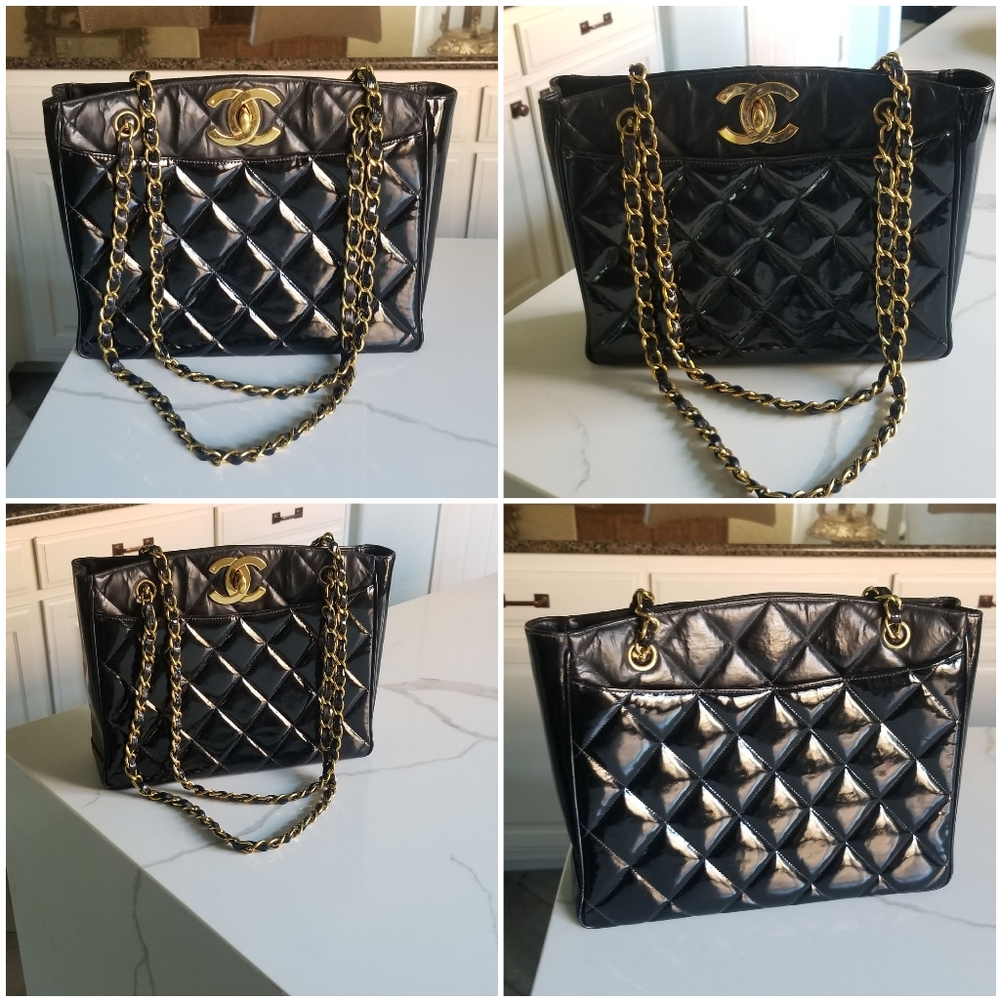 CHANEL Timeless Huge CC 24K Gold Plated Quilted leather chain strap Tote handbag - Picture 12 of 16